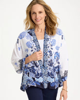 Chico's | Woven Faux Silk Printed Kimono/ Alabaster