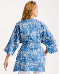 Chico's | Woven Embroidered Belted Kimono/ Denim