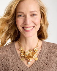 Chico's | Chico’s Originals Filigree Flower Bib Necklace/ Gold