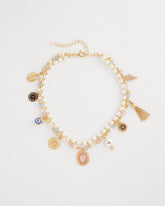 Chico's | Genuine Jade Stone Charm Short Necklace/ Orchid