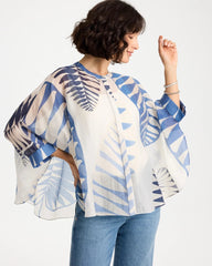 Chico's | Palm Frond Short Poncho/ Passport Blue