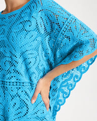 Chico's | Cotton Crochet Lace Poncho/ Blue Tide