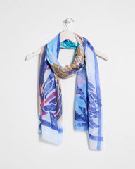 Chico's | Coral Motif Oblong Scarf/ Blue