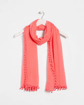 Chico's | Pom Pom Oblong Scarf/ Calypso Coral