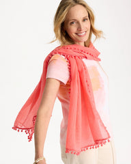 Chico's | Pom Pom Oblong Scarf/ Calypso Coral