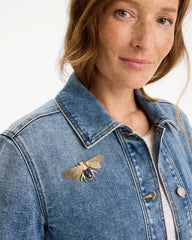 Chico's | Sodalite Stone Pearl Bee Brooch/ Blue