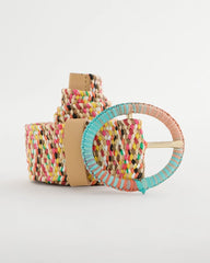 Chico's | Raffia Wrapped Multi-Color Stretch Belt/ Multi