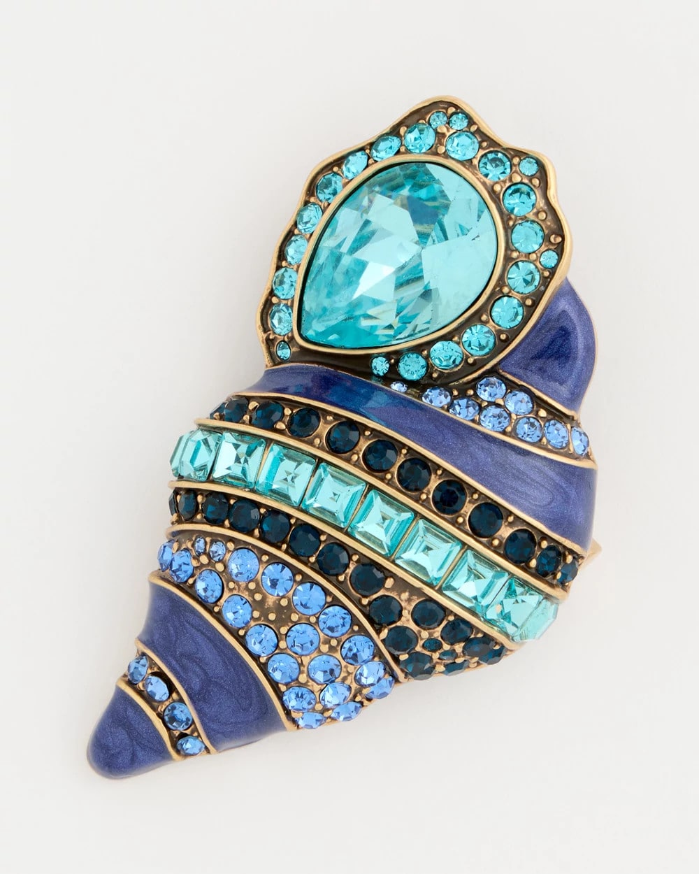 Chico's | Faux Blue Halo Diamond Conch Shell Brooch/ Blue