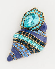 Chico's | Faux Blue Halo Diamond Conch Shell Brooch/ Blue