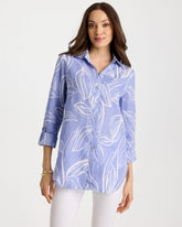 Chico's | No Iron™ Printed Linen Tunic/ Blue Orchid