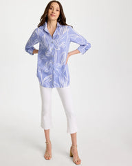 Chico's | No Iron™ Printed Linen Tunic/ Blue Orchid