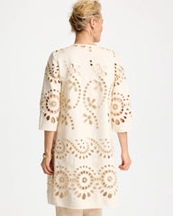 Chico's | Long Faux Leather Kimono/ Ecru