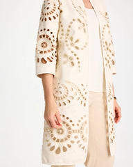 Chico's | Long Faux Leather Kimono/ Ecru