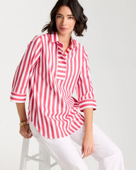 Chico's | No Iron™ Striped Stretch Tunic/ Hot Honeysuckle