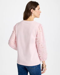 Chico's | Floral Eyelet Sleeve Tee/ Sweet Blossom