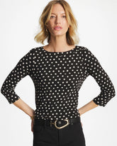 Chico's | Polka Dot Pima 3/4 Sleeve Tee/ Black