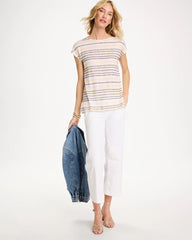 Chico's | Striped Linen Dolman Tee/ Passport Blue