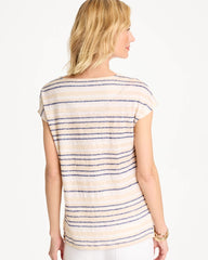 Chico's | Striped Linen Dolman Tee/ Passport Blue