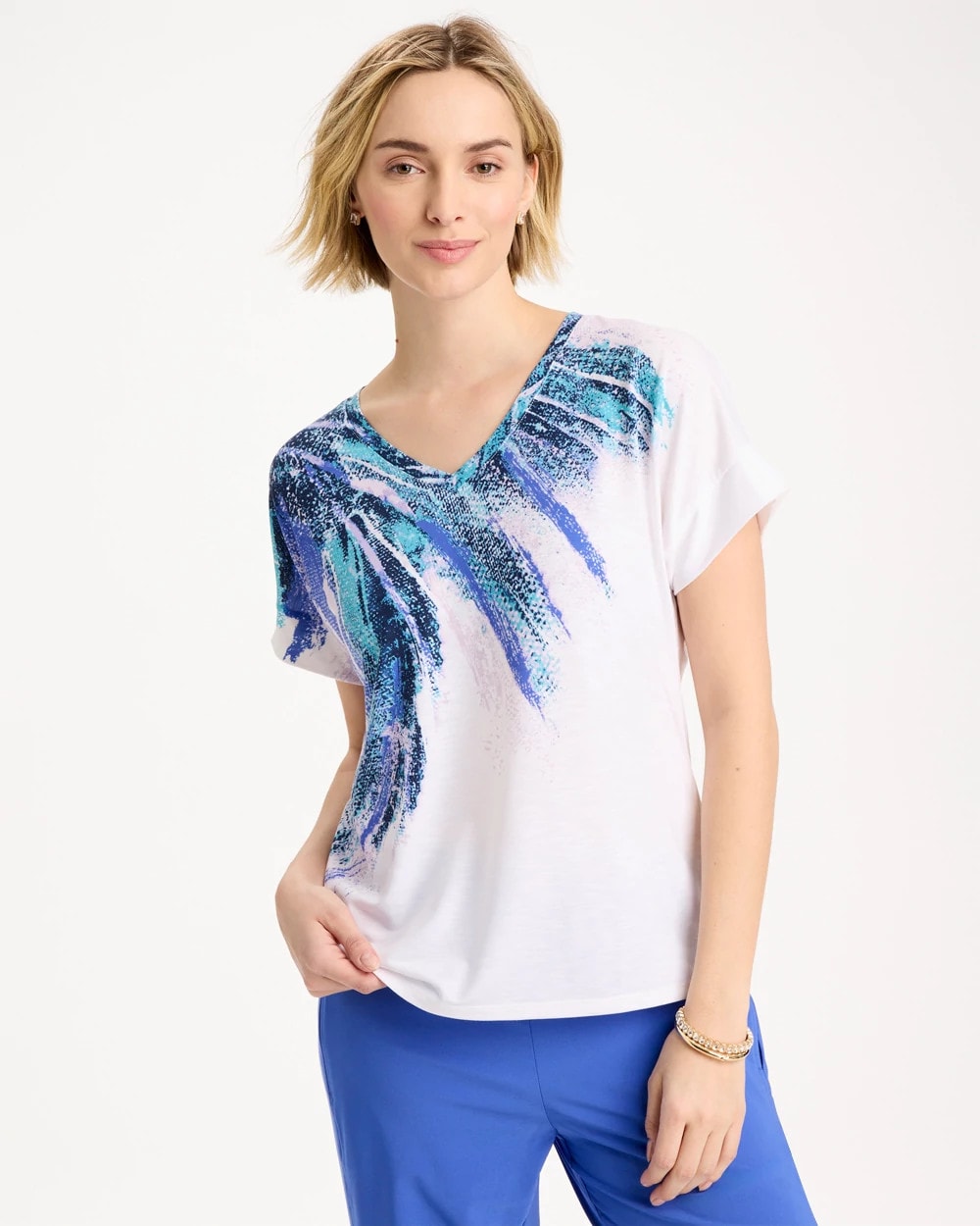 Chico's | Zenergy® Sicily Splash Drop Shoulder Tee/ Pale Sweet Pea