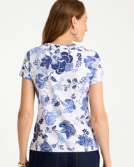 Chico's | Jolene Cotton Stretch Cap Sleeve Tee/ Passport Blue
