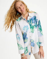 Chico's | No Iron™ Printed Linen Shirt/ Passport Blue