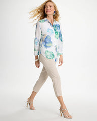 Chico's | No Iron™ Printed Linen Shirt/ Passport Blue