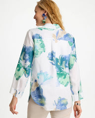 Chico's | No Iron™ Printed Linen Shirt/ Passport Blue