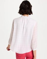 Chico's | Cutwork Trim Chiffon Blouse/ Alabaster