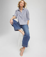 Chico's | Chambray Striped Soft Popover/ Indigo