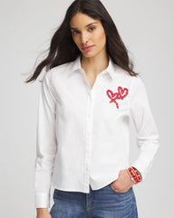 Chico's | Crystal Heart Poplin Shirt/ Alabaster