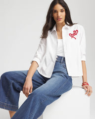 Chico's | Crystal Heart Poplin Shirt/ Alabaster