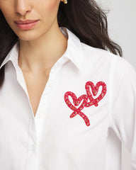 Chico's | Crystal Heart Poplin Shirt/ Alabaster
