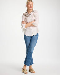 Chico's | No Iron™ Striped Linen Shirt/ Oatmeal