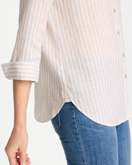 Chico's | No Iron™ Striped Linen Shirt/ Oatmeal