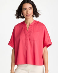Chico's | Poplin Popover Dolman Top/ Hot Honeysuckle
