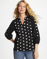 Chico's | Textured Polka Dot Blouse/ Black