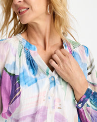 Chico's | Blur Geo Button Front Blouse/ Passport Blue