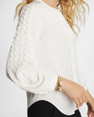 Chico's | Laser Cut Crinkle Blouse/ Ecru