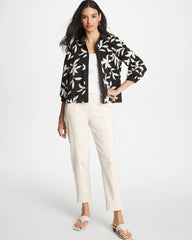 Chico's | Embroidered Cropped Collared Shirt/ Black