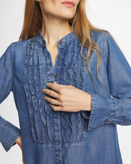 Chico's | Tencel Ruffle Front Shirt/ Bailey Indigo
