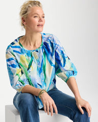 Chico's | Printed Tie-Front Top/ Amparo Blue
