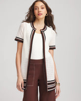Chico's | Pointelle High-Style Short-Sleeve Cardigan/ Ecru