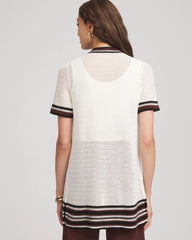 Chico's | Pointelle High-Style Short-Sleeve Cardigan/ Ecru