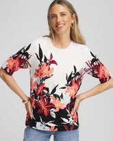 Chico's | Floral Print Crewneck Sweater/ Ecru