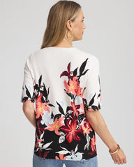 Chico's | Floral Print Crewneck Sweater/ Ecru