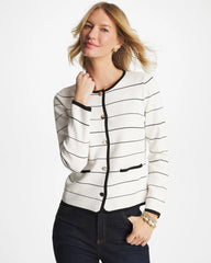 Chico's | Contrast Tipped Sweater Blazer/ Ecru