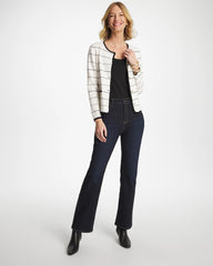 Chico's | Contrast Tipped Sweater Blazer/ Ecru
