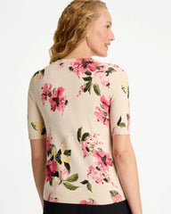 Chico's | Ella Crewneck Floral Pullover Sweater/ Hot Honeysuckle