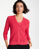 Chico's | Stitchy V-Neck Cardigan/ Hot Honeysuckle
