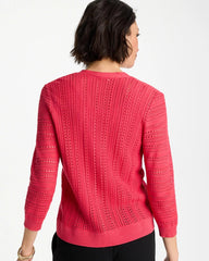 Chico's | Stitchy V-Neck Cardigan/ Hot Honeysuckle